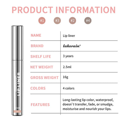 🆙Glanariva® 4-Piece Peel-Off Lip Liner Stain Set – Waterproof Matte Lip Tint, Long-Lasting 24H, Smudge-Proof Nude Shades