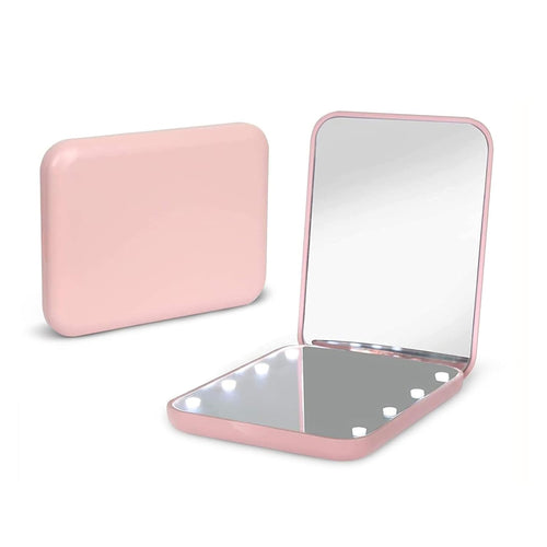 🆙LED Compact Mirror – Flawless Makeup on the Go with Daylight LED & 3x Magnification