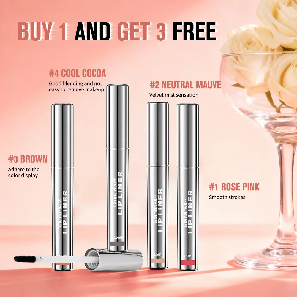 👄 Glanariva® 4-Piece Peel-Off Lip Liner Stain Set – Waterproof Matte Lip Tint, Long-Lasting 24H, Smudge-Proof Nude Shades