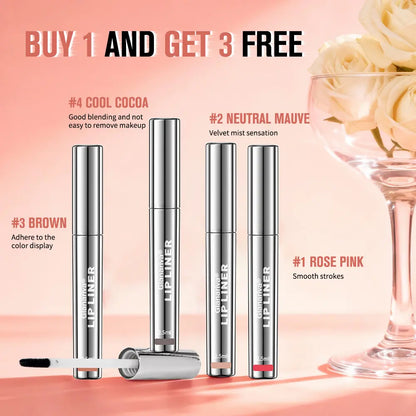 👄 Glanariva® 4-Piece Peel-Off Lip Liner Stain Set – Waterproof Matte Lip Tint, Long-Lasting 24H, Smudge-Proof Nude Shades