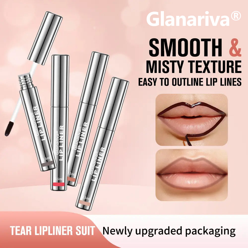 👄 Glanariva® 4-Piece Peel-Off Lip Liner Stain Set – Waterproof Matte Lip Tint, Long-Lasting 24H, Smudge-Proof Nude Shades