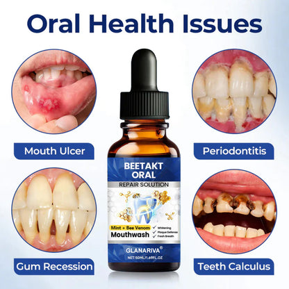 🌿GLANARIVA® Oral Repair Solution, Bee Venom Concentrated Drops for Receding Gums, Bleeding & Plaque, Advanced Mouthwash Alternative