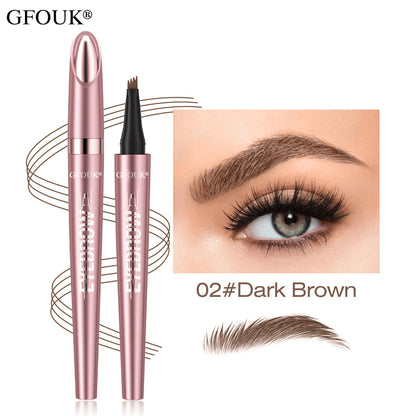 4-Tip Microblade Brow Pen - Waterproof Liquid Eyebrow Pencil for Natural Hair-Like Strokes