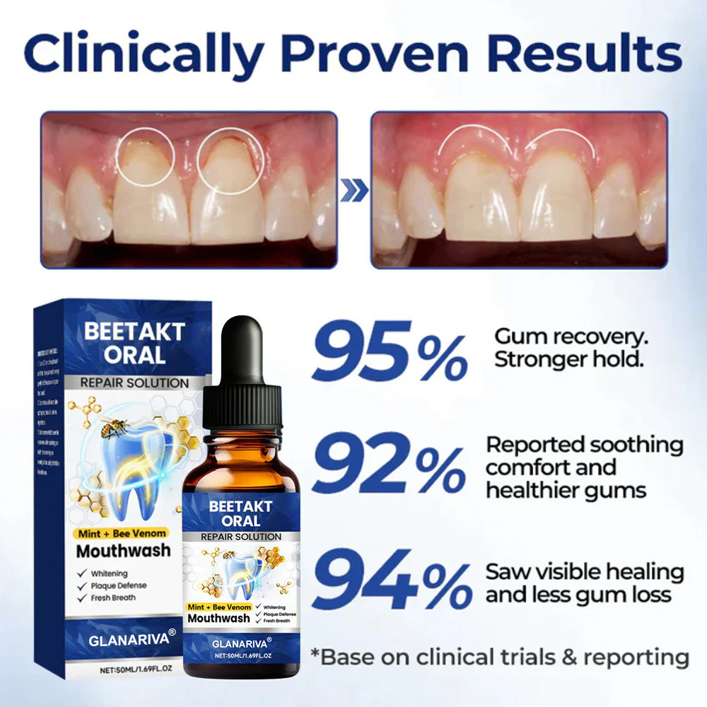 🌿GLANARIVA® Oral Repair Solution, Bee Venom Concentrated Drops for Receding Gums, Bleeding & Plaque, Advanced Mouthwash Alternative