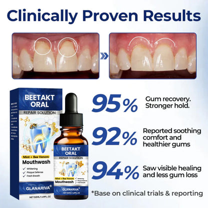 🌿GLANARIVA® Oral Repair Solution, Bee Venom Concentrated Drops for Receding Gums, Bleeding & Plaque, Advanced Mouthwash Alternative