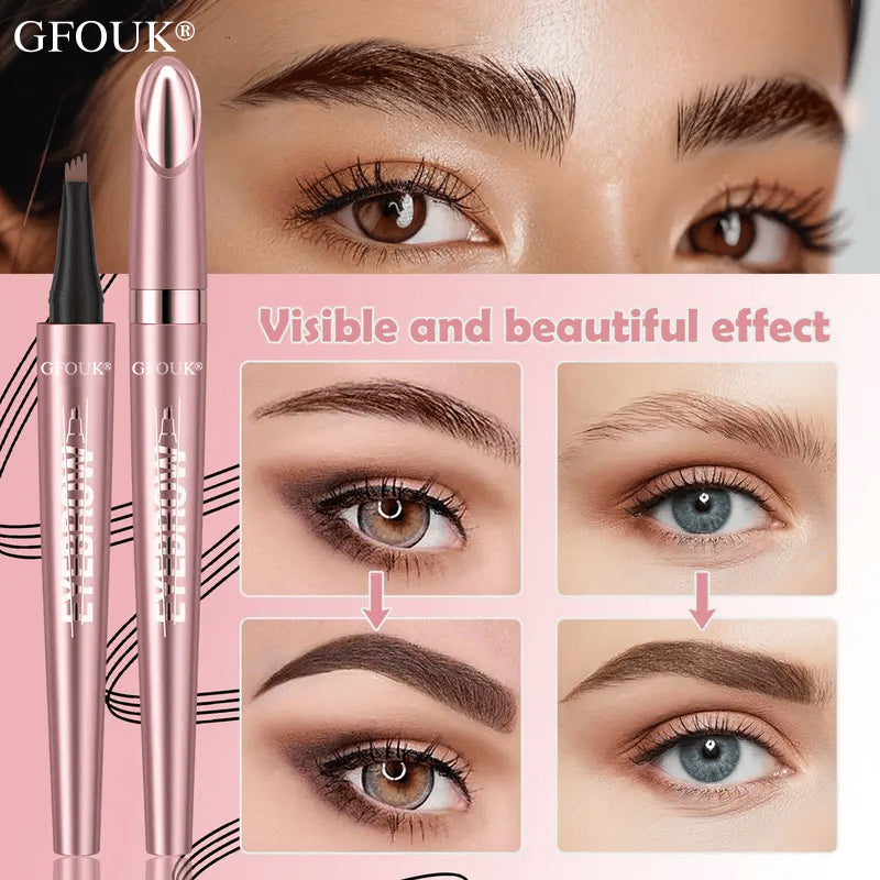 4-Tip Microblade Brow Pen - Waterproof Liquid Eyebrow Pencil for Natural Hair-Like Strokes
