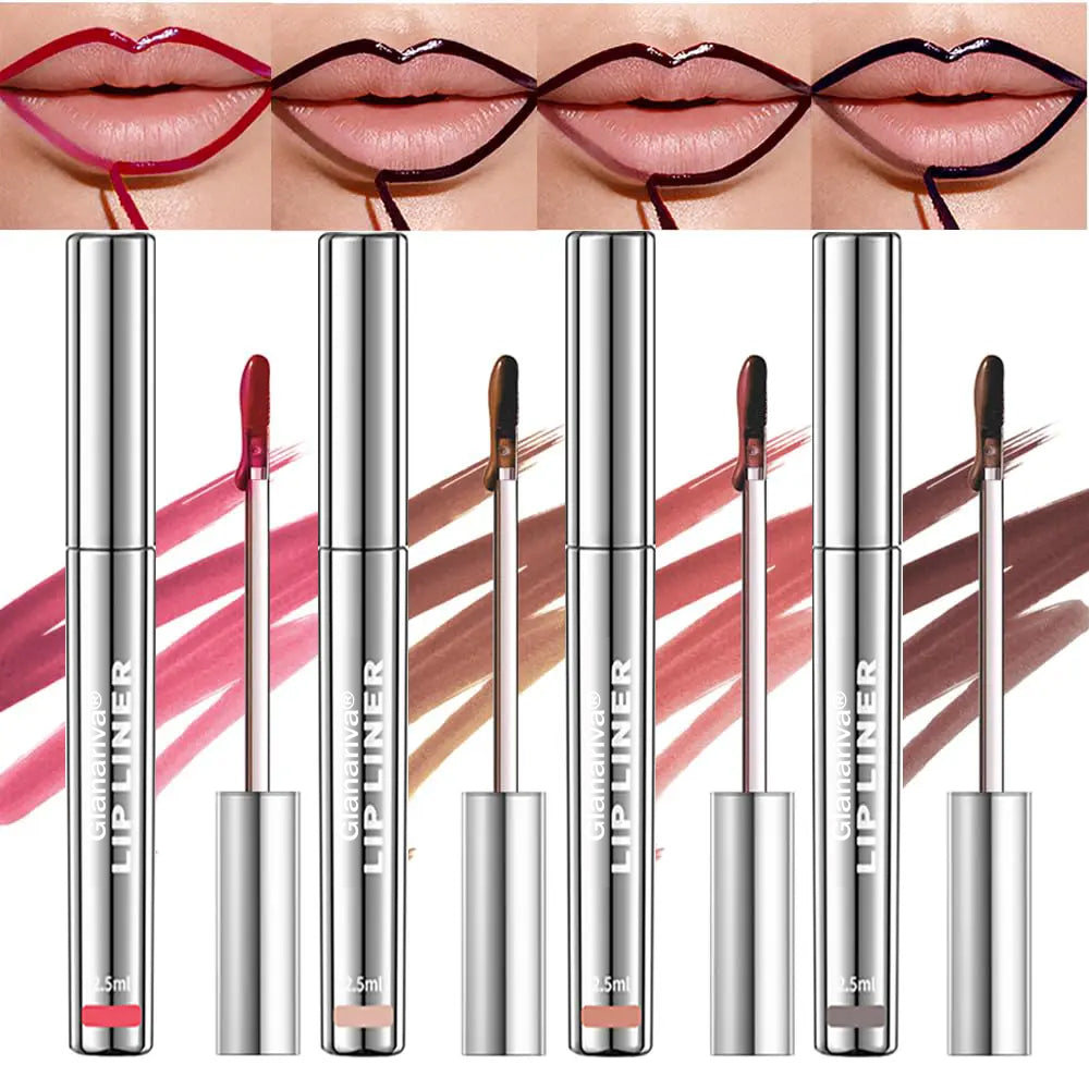 👄 Glanariva® 4-Piece Peel-Off Lip Liner Stain Set – Waterproof Matte Lip Tint, Long-Lasting 24H, Smudge-Proof Nude Shades