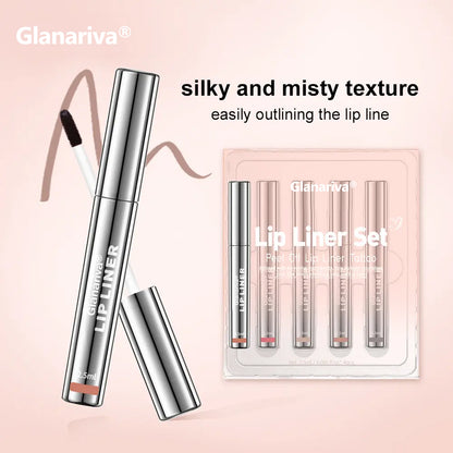 👄 Glanariva® 4-Piece Peel-Off Lip Liner Stain Set – Waterproof Matte Lip Tint, Long-Lasting 24H, Smudge-Proof Nude Shades