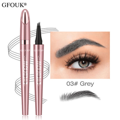 4-Tip Microblade Brow Pen - Waterproof Liquid Eyebrow Pencil for Natural Hair-Like Strokes