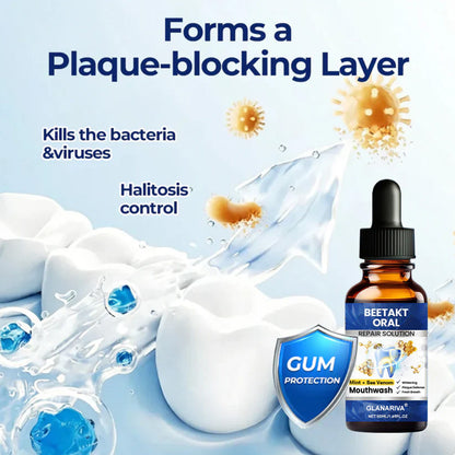 🌿GLANARIVA® Oral Repair Solution, Bee Venom Concentrated Drops for Receding Gums, Bleeding & Plaque, Advanced Mouthwash Alternative
