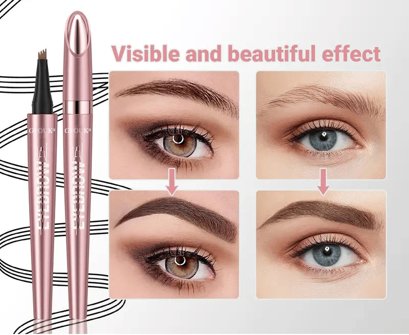 4-Tip Microblade Brow Pen - Waterproof Liquid Eyebrow Pencil for Natural Hair-Like Strokes