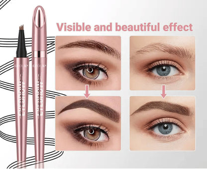 4-Tip Microblade Brow Pen - Waterproof Liquid Eyebrow Pencil for Natural Hair-Like Strokes