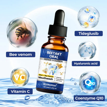 🌿GLANARIVA® Oral Repair Solution, Bee Venom Concentrated Drops for Receding Gums, Bleeding & Plaque, Advanced Mouthwash Alternative
