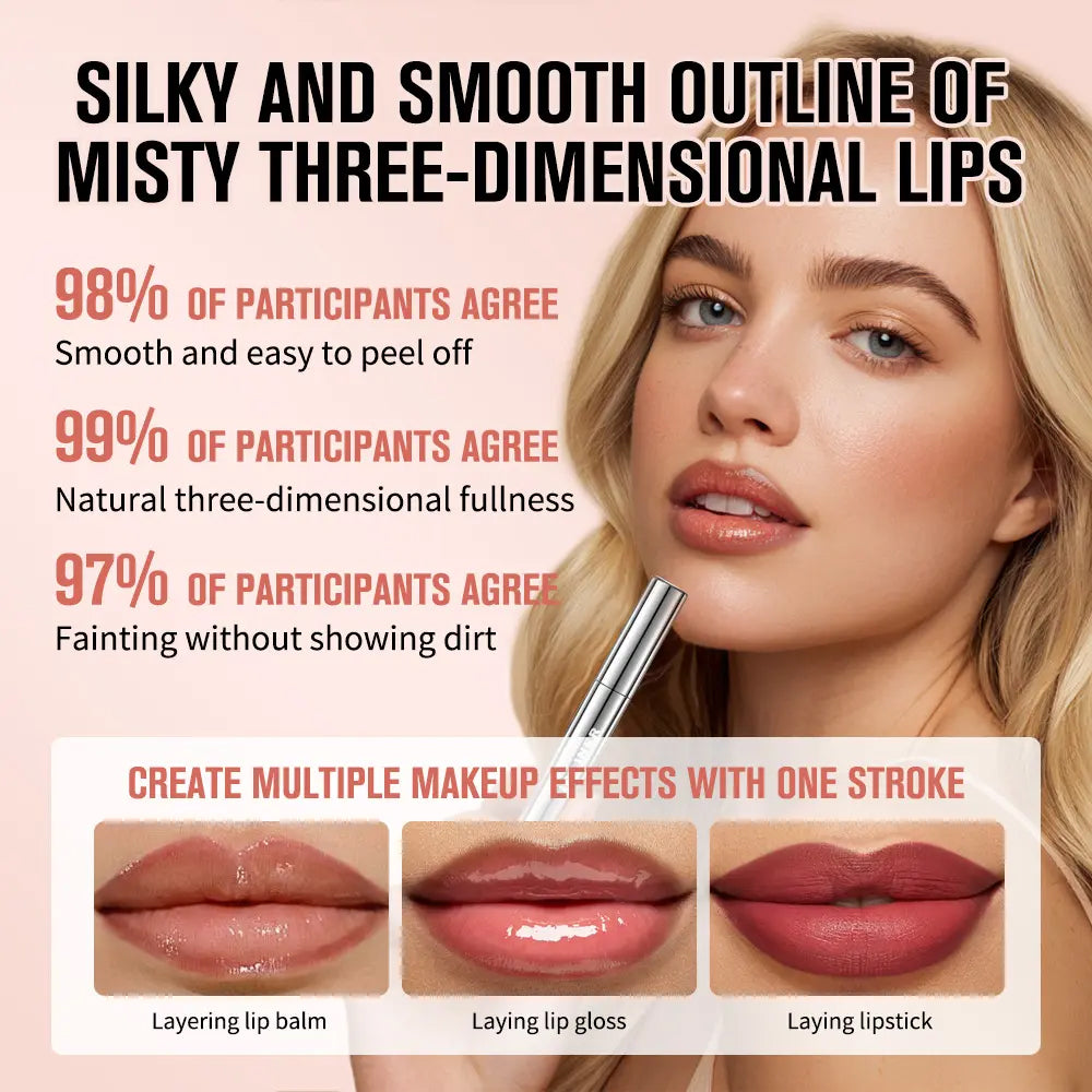 👄 Glanariva® 4-Piece Peel-Off Lip Liner Stain Set – Waterproof Matte Lip Tint, Long-Lasting 24H, Smudge-Proof Nude Shades