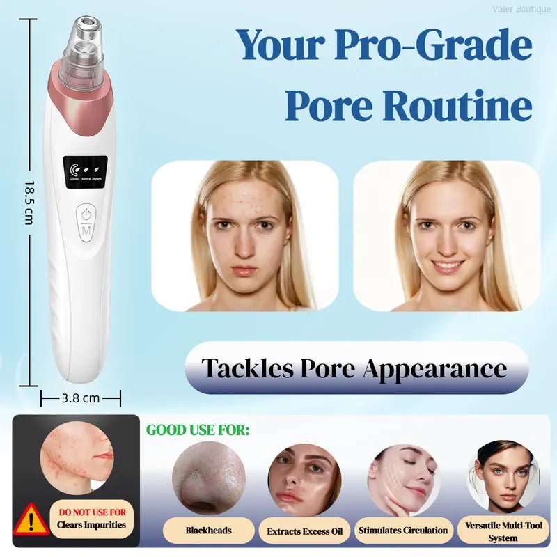 🆙Electric Pore Vacuum & Blackhead Remover – Rechargeable Spot Extractor Tool Setf