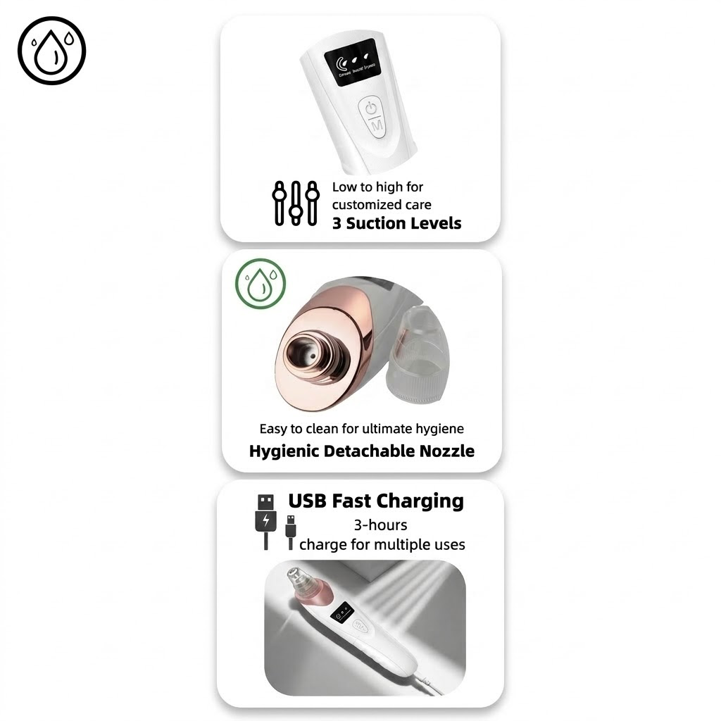 🫧Electric Pore Vacuum & Blackhead Remover – Rechargeable Spot Extractor Tool Set