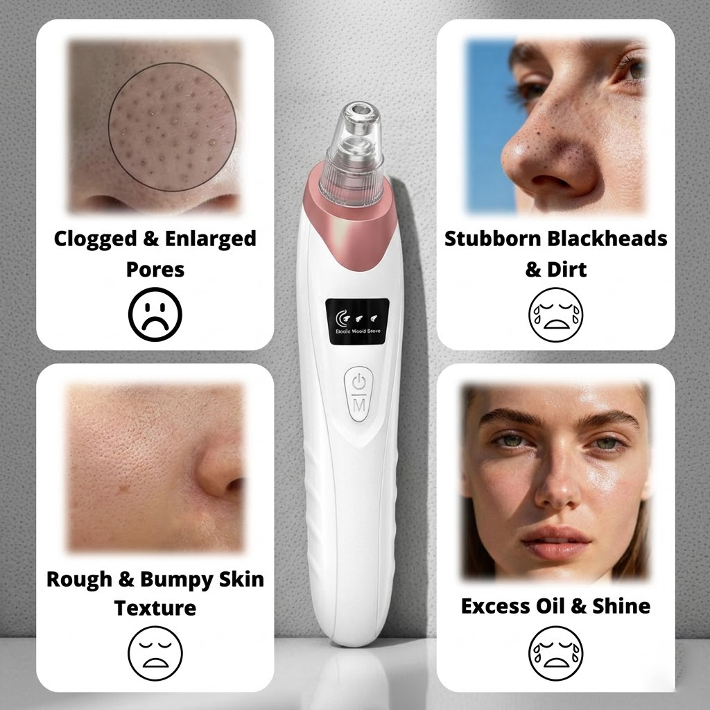 🫧Electric Pore Vacuum & Blackhead Remover – Rechargeable Spot Extractor Tool Set